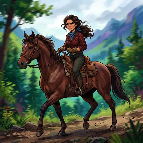Fierce Hispanic Woman Riding Majestic Horse