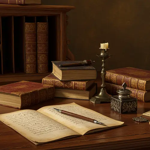 Classic Baroque Oil Painting on University Desk