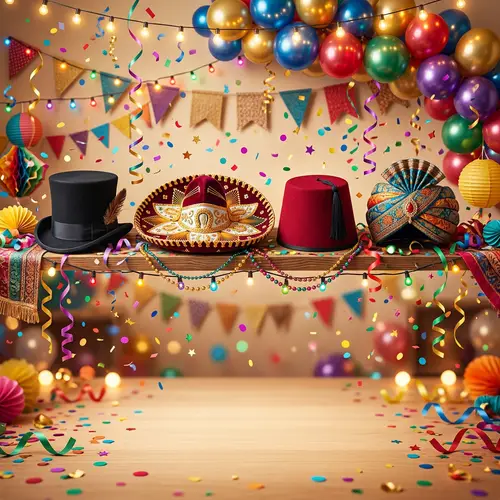 Festive Hat Party Invitation Background