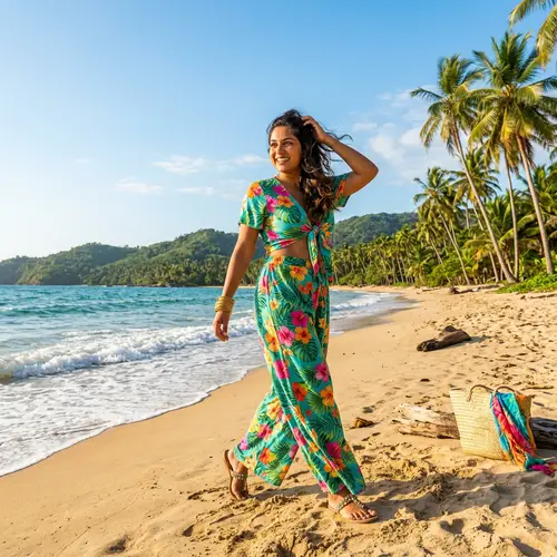 Vibrant Tropical Beach Portrait | Confident Beach Babe Poses