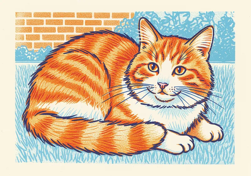 Pudge the Cat in Risograph Style at BGSU