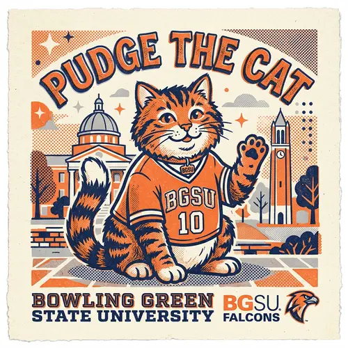 Pudge the Cat in Risograph Style at BGSU