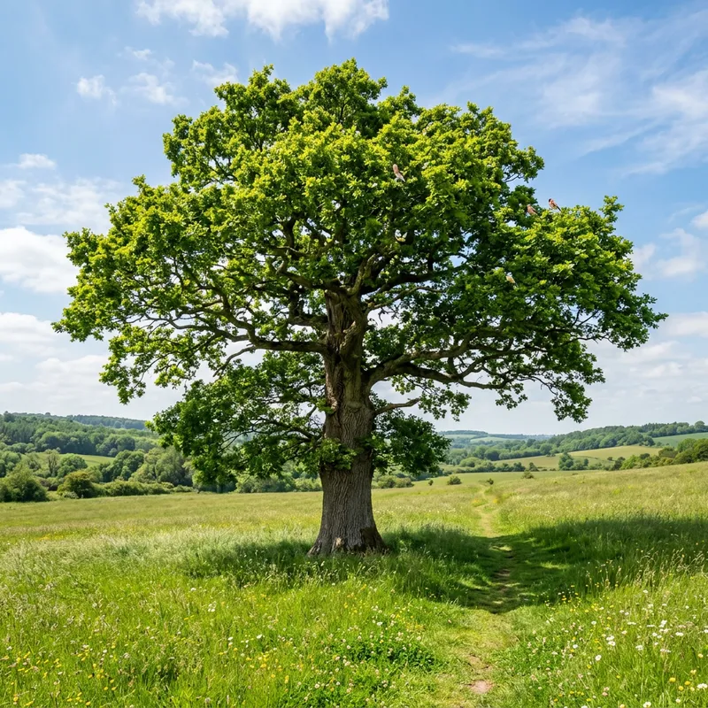 Beautiful Solitary Oak Tree in Green Meadow Beautiful Solitary Oak Tree in Green Meadow
