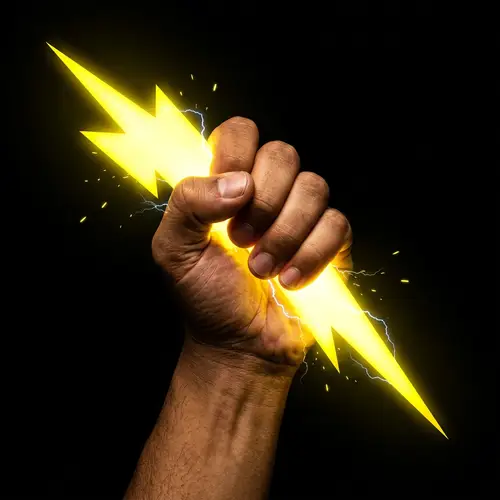 Middle Eastern Hand Grasping Yellow Thunderbolt