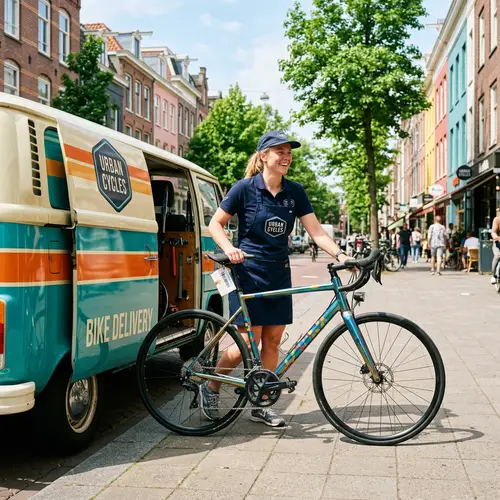Vibrant Urban Bicycle Delivery Scene