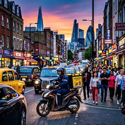 Vibrant Cityscape: South Asian Delivery Person in Action