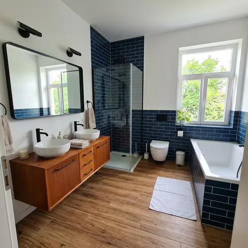 Luxury Bathroom Design with WC, Shower, and Bathtub