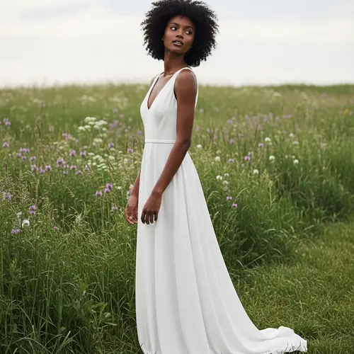 Stunning African Model in Elegant White Dress