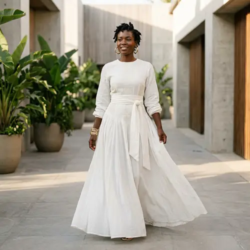 Stunning African Model in Elegant White Dress