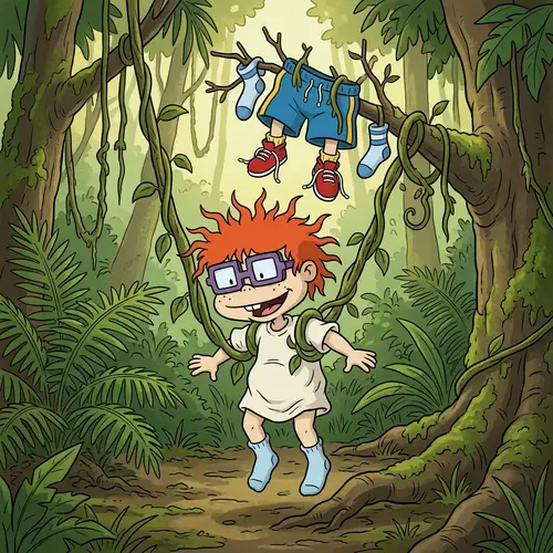 Adventurous Chuckie from Rugrats Jungle Mishap - Hilarious Scene