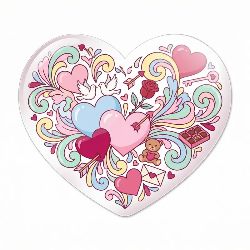 Cute Valentine Sticker with Hearts and Cupid's Arrows