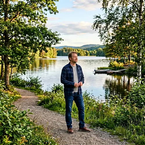 Tranquil Scene with a Calm Man Enjoying Nature