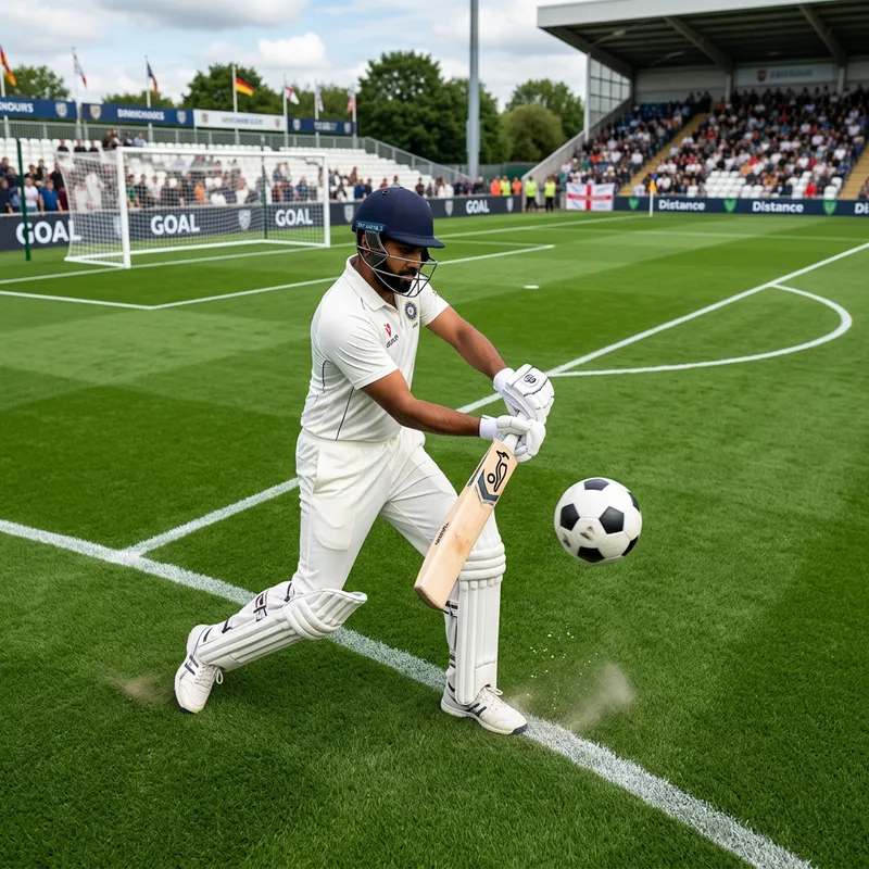Unusual Scene: Cricket Player Trying to Play Cricket with Football