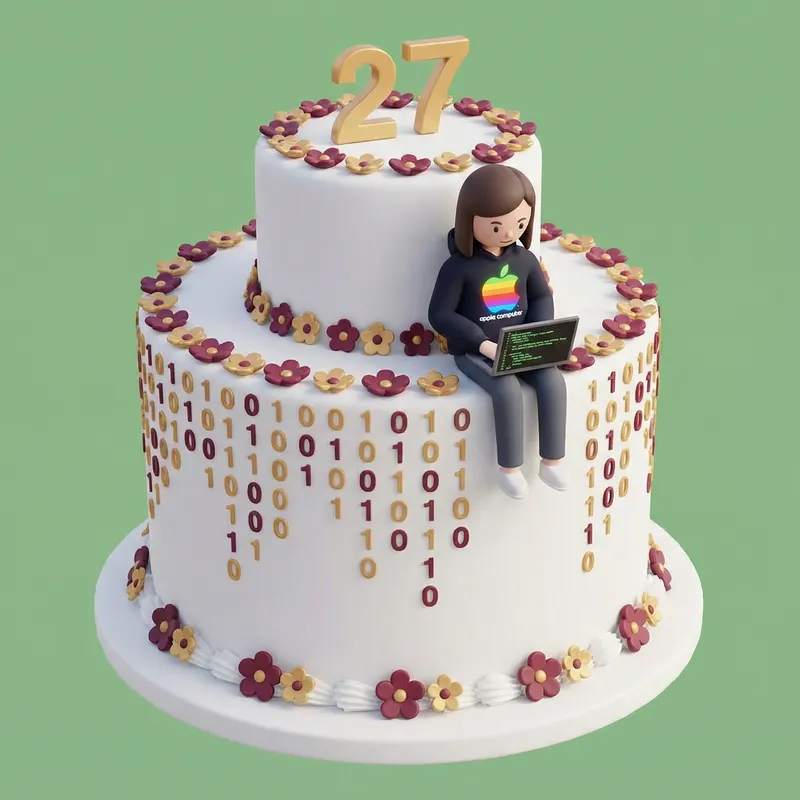 Hacker-Themed Birthday Cake Design for 27th Birthday