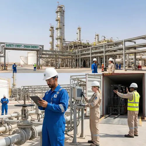 Diverse Roles at Omani Oil & Gas Facility: Safety-Clad Employees at Work