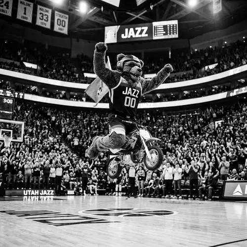 Utah Jazz Bear Mascot - Black and White Image