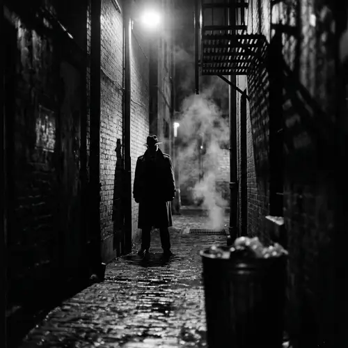 Mysterious Figure in Shadows | Film Noir Style Intrigue