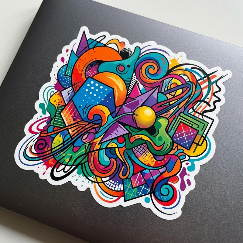 Abstract Sticker Design - Creative Shapes & Colors