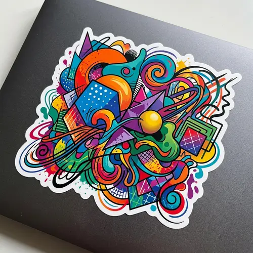 Abstract Sticker Design - Vibrant Shapes & Colors