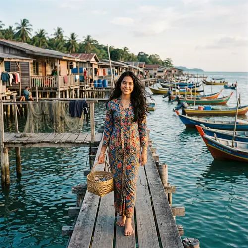 Beautiful Malay Girl in Traditional Attire at Fisherman Village