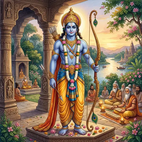 Sri Rama: Divine Hindu Deity with Blue Skin and Bow