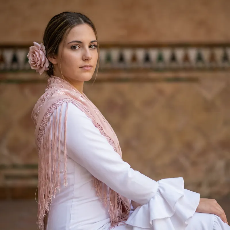 Flamenco Girl Profile Photo in Elegant White Dress