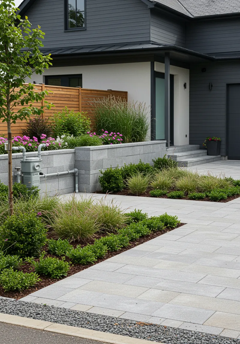 Modern Landscape Design with Gas Meter Cover