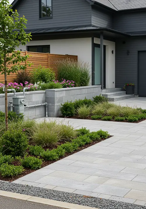 Modern Landscape Design with Gas Meter Cover