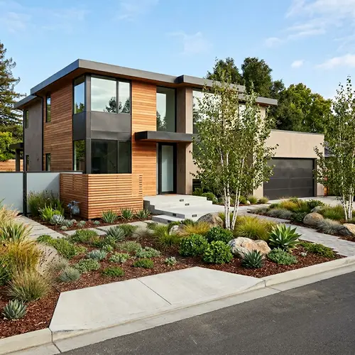 Modern Landscape Design with Gas Meter Cover