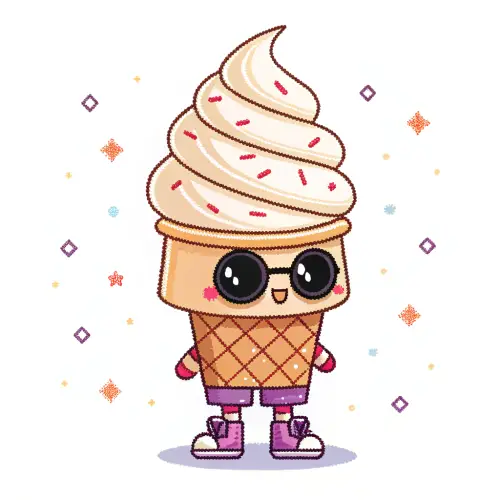 Cute Ice Cream Character Pixel Art