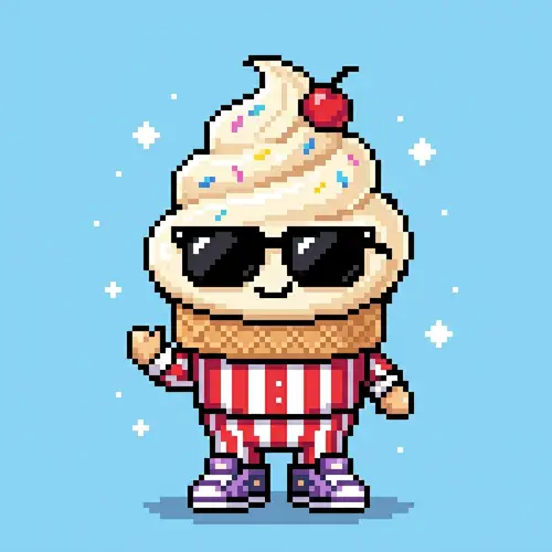 Cute Ice Cream Character Pixel Art