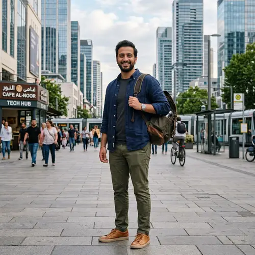 Modern Cityscape Portrait of Middle-Eastern Man named Faisal