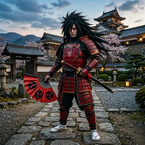 Powerful Martial Arts Character with Spiky Black Hair & Red Eyes