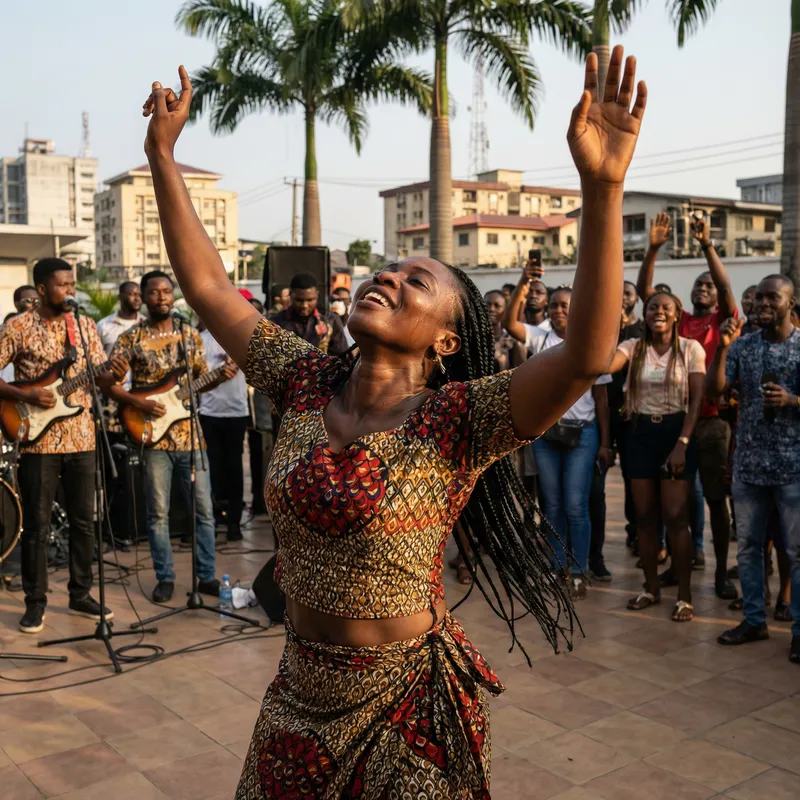 Nigerian Woman Dancing to Afrobeat: Vibrant Culture