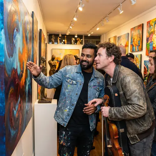 Male Couple in Love at Art Exhibition: Artist and Musician Story
