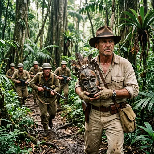 Historic Adventure: Indiana Jones Chased by Nazis in Jungle