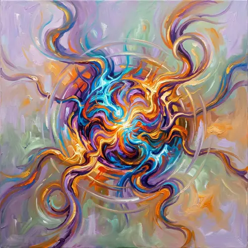 Abstract Oil Painting Illustrating Origination Concept