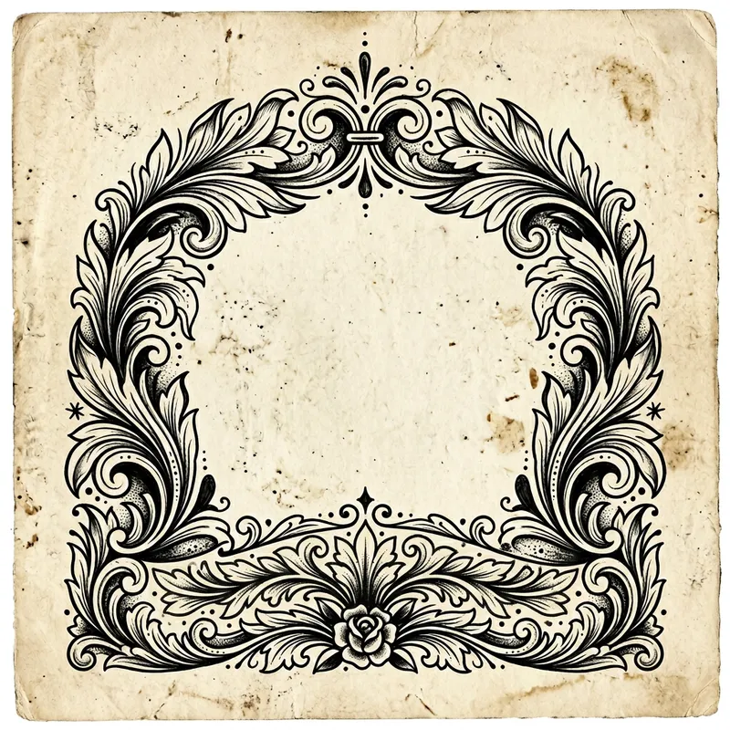 Vintage American Tattoo with Black Leaves Vintage American Tattoo with Black Leaves