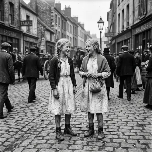 Vintage Street Photography: Candid Girls in White Dresses
