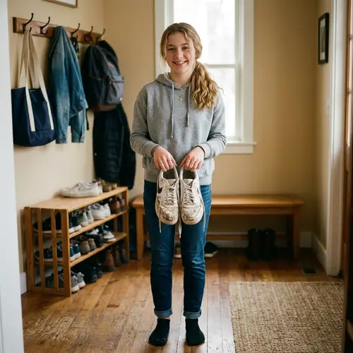 Teen Girl with Dirty Shoes Asking for Cleanup