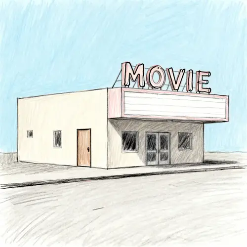 Simple Childlike Drawing of a Movie Theatre