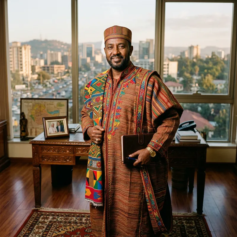 Richly Attired Ethiopian Businessman | Vibrant Cultural Fusion Richly Attired Ethiopian Businessman | Vibrant Cultural Fusion