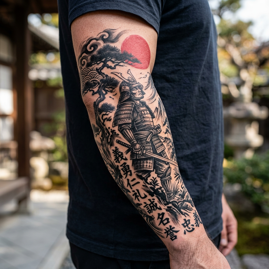 Bushido Code Samurai Tattoo | Japanese Art Style | AI Art