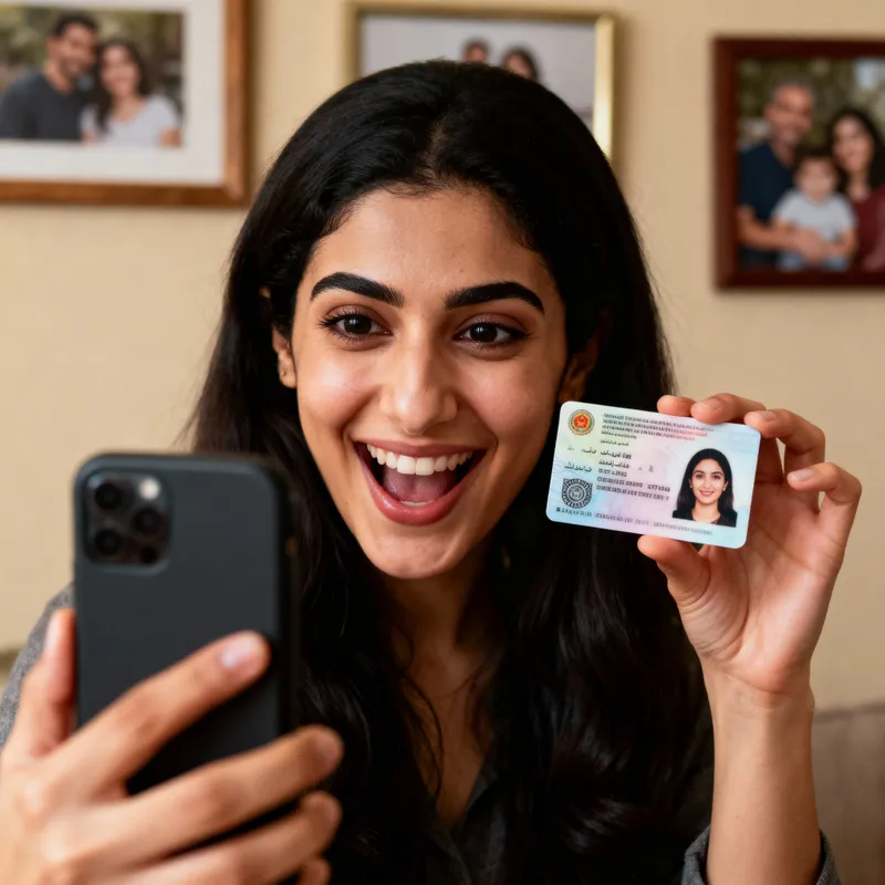 Cheerful Middle-Eastern Woman Taking a Selfie