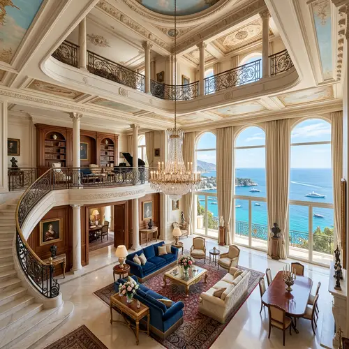 Luxury European Style Sea View Villa Living Room