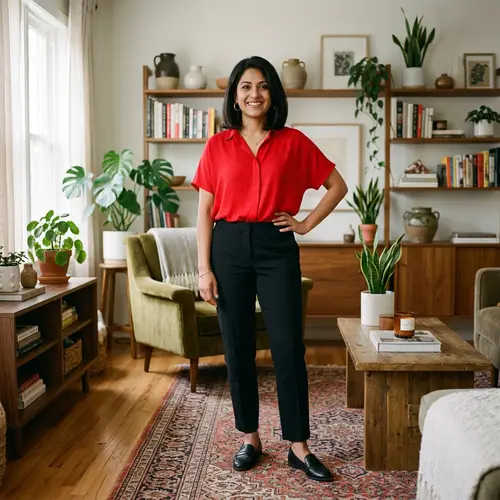 Stylish South Asian Woman with Bob Hairstyle | Trendy Outfit