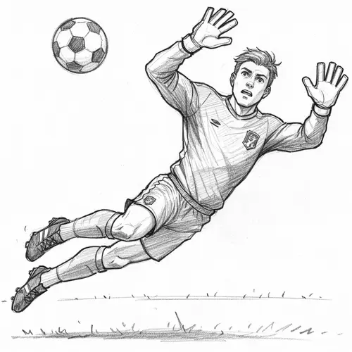 Pencil Sketch of a Football Goalkeeper
