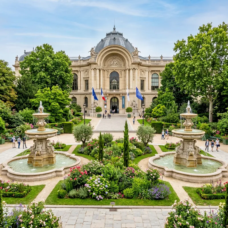 Tranquil Outdoor Museum with Fountains & Greenery Tranquil Outdoor Museum with Fountains & Greenery