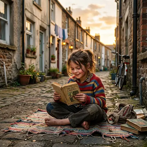 Inspiring Image of a Young Girl Reading Outdoors