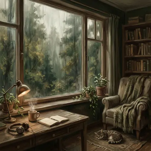 Cozy Lofi House with Forest View | Rainfall Ambiance Anime